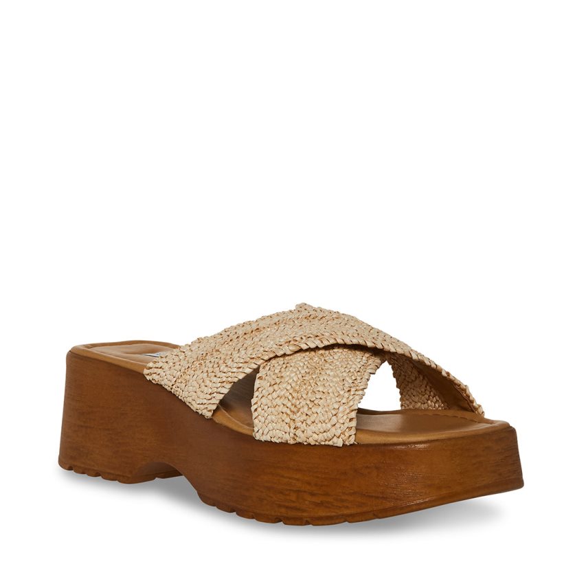 Sandalias de Plataforma Steve Madden Phoebe Raffia Mujer Beige | ES ND934S